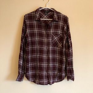 Forever 21 | Burgundy Plaid Button Down Blouse